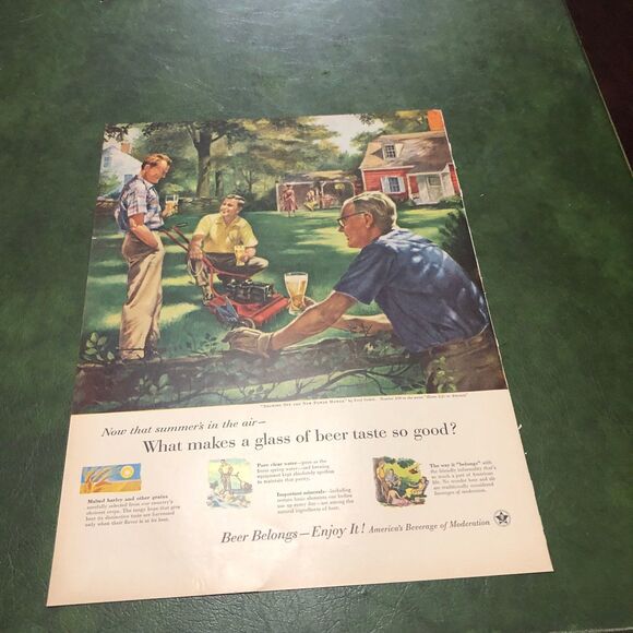 Vintage 50s Double Ad: Beer on one side & LM Cigarettes on the other; Ephemera - Picture 1 of 12